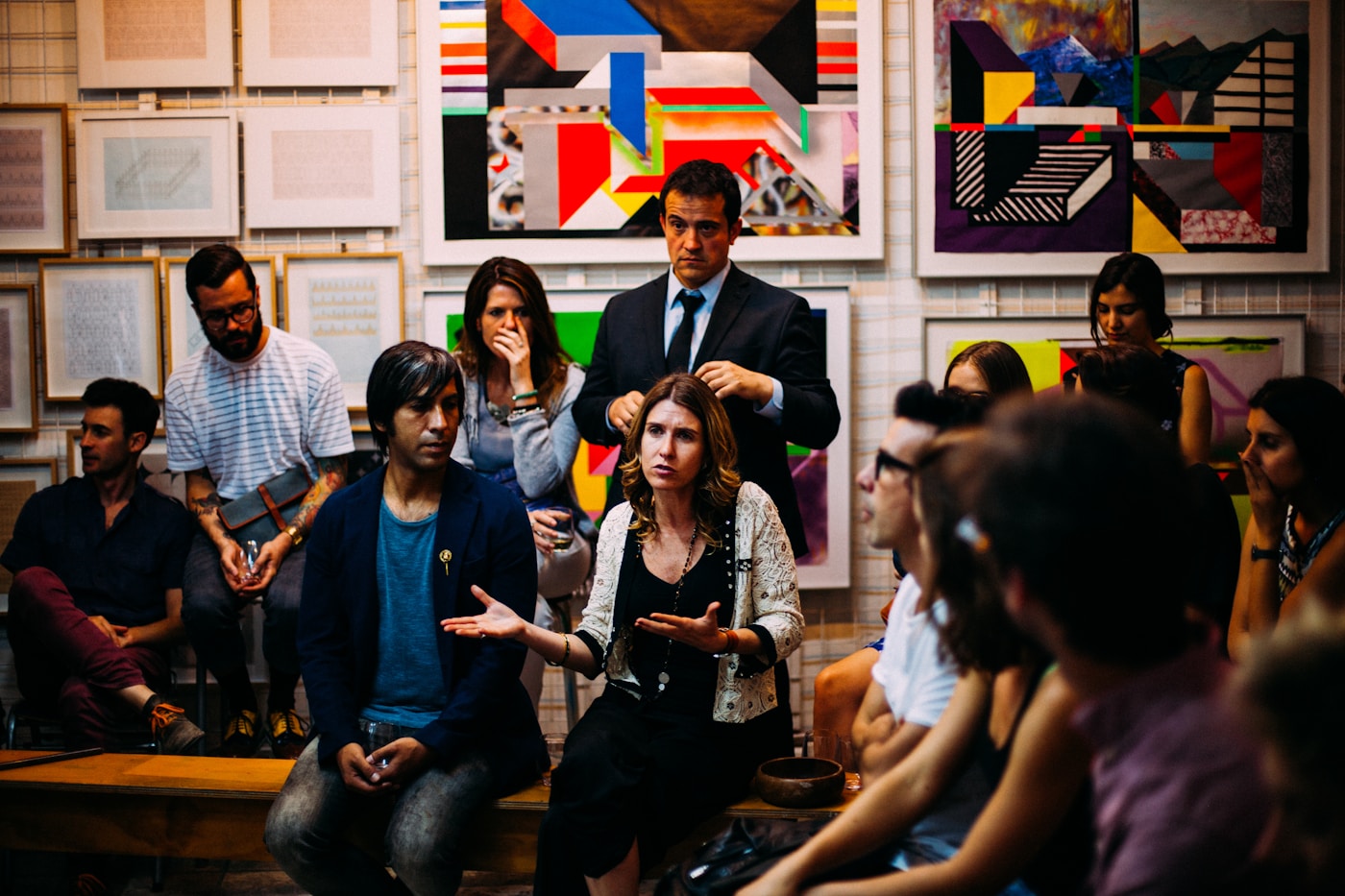 A Finance AI Push corporate cohort reviewing reports together in a group feedback session